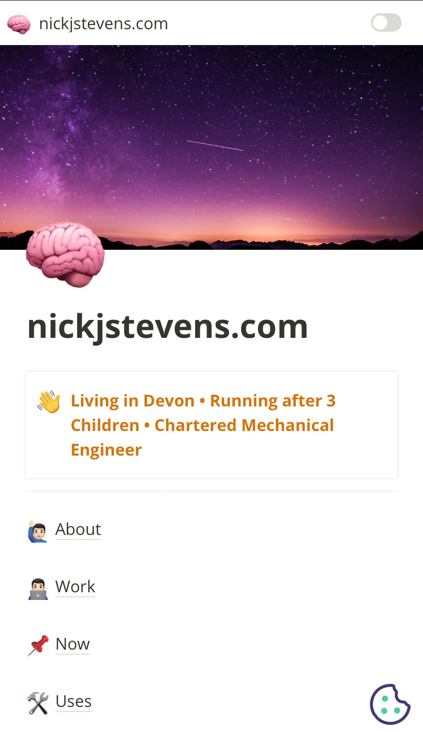 My Notion-based site homepage on a mobile device
